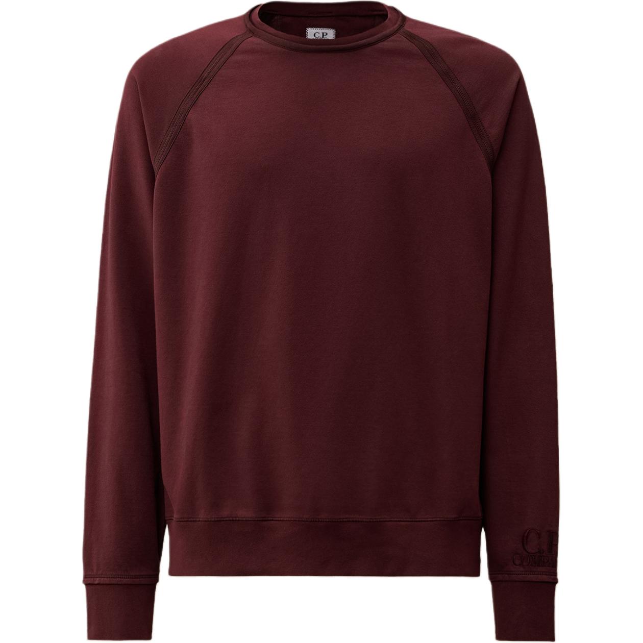 C.P. Company FW24 Ribbed Crewneck Logo Long Sleeve Sweatshirt Men’s Deep Purple CMSS068A002246G790