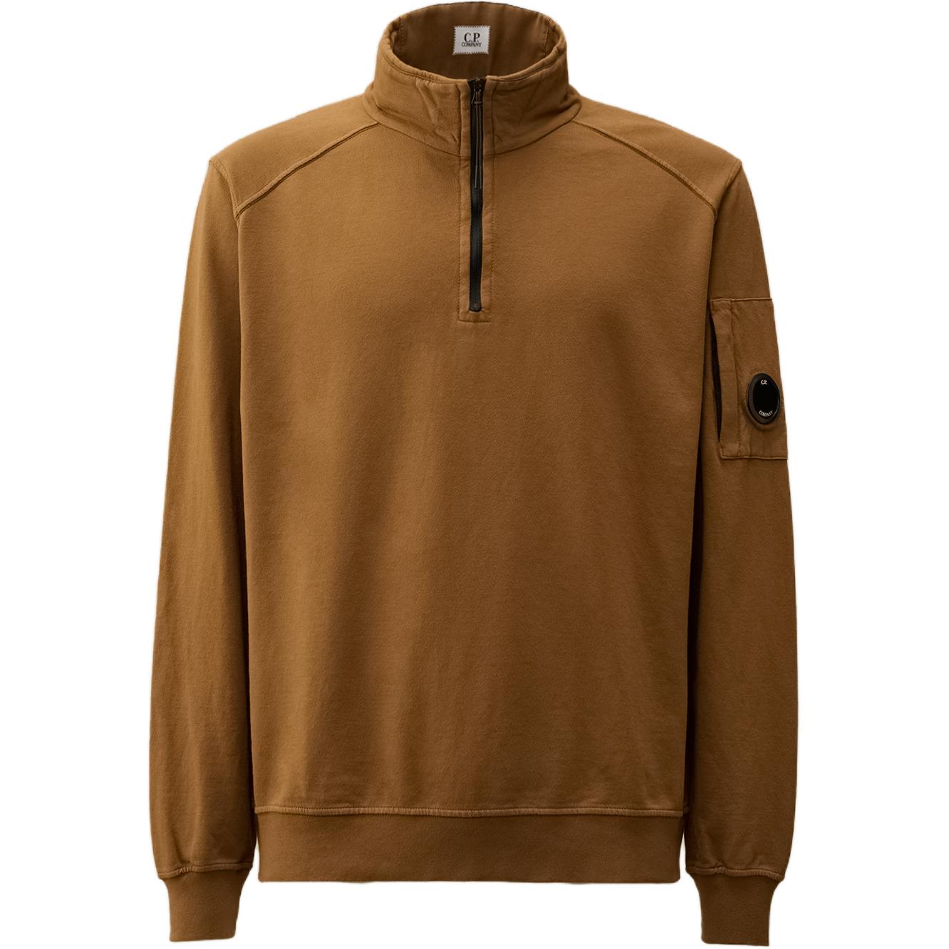 C.P. Company FW24 Ribbed Lens Detail Long Sleeve Sweatshirt Beige CMSS059A002246G351