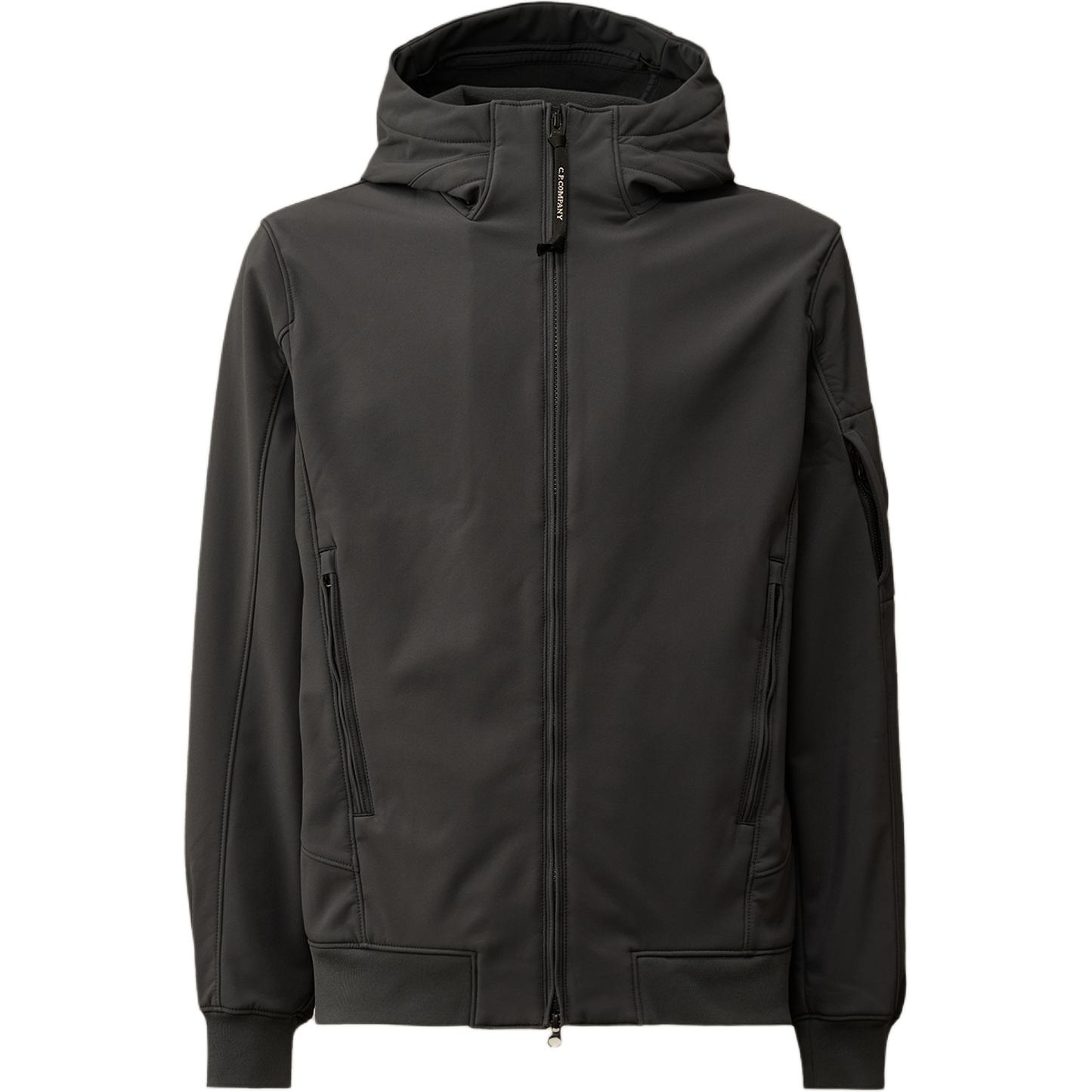 C.P. Company FW24 Softshell Hooded Lens Zip Jacket Black Sand Mens CMOW013A006097A995