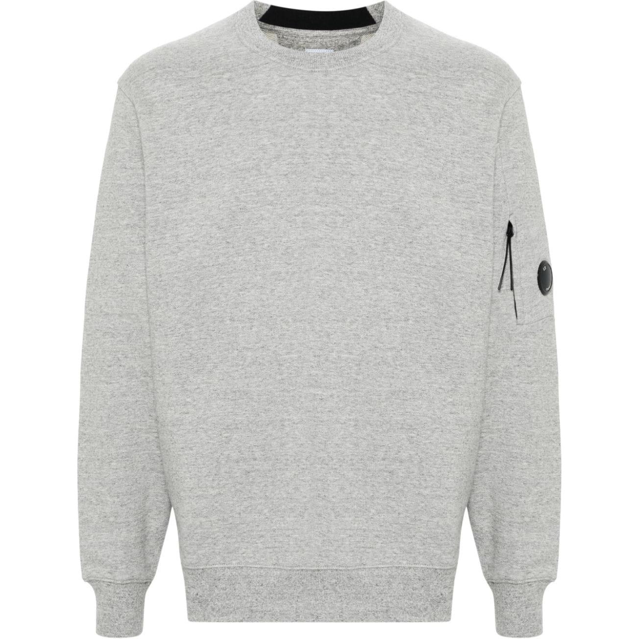 C.P. Company FW24 Textured Crewneck Pocket Logo Embroidered Sweatshirt Grey Men CMSS023A005086W-GRAY