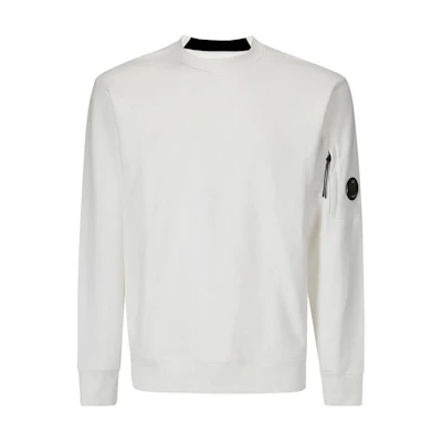 C.P. Company FW24 Textured Crewneck Pocket Logo Embroidered Sweatshirt White Men CMSS023A005086W103