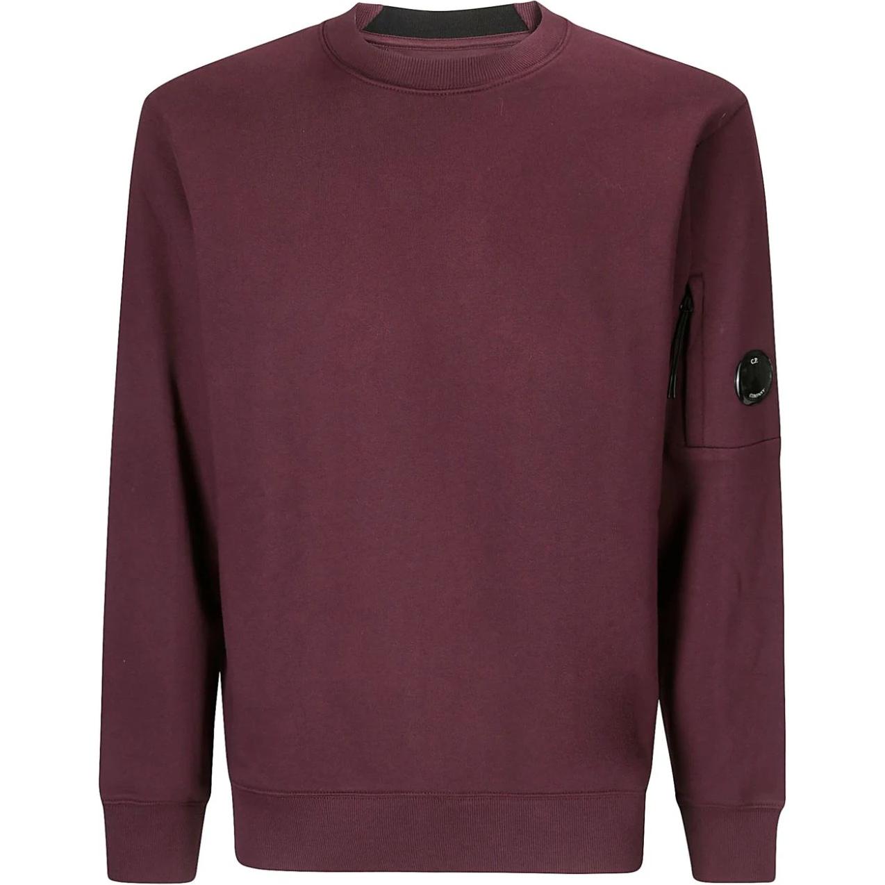 C.P. Company FW24 Textured Crewneck Pocket Logo Embroidered Sweatshirt Purple CMSS023A005086W790