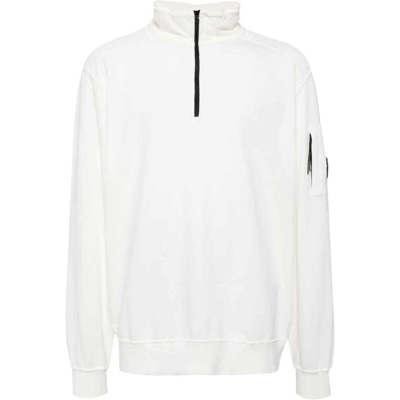 C.P. Company FW24 White High Neck Lens Detail Long Sleeve Sweatshirt Men CMSS059A002246G103