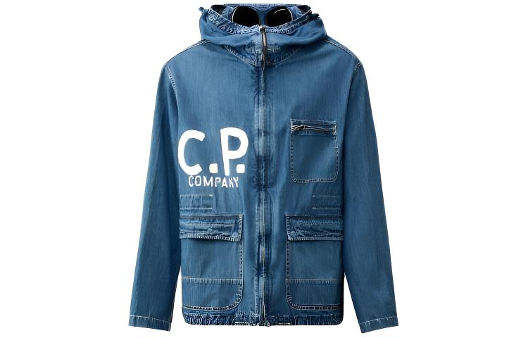 C.P. Company Goggle Print Zip-Up Hoodie Jacket  Blue. 16CMOW132A006067WD11
