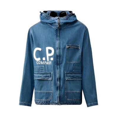 C.P. Company Goggle Print Zip-Up Hoodie Jacket Blue. 16CMOW132A006067WD11