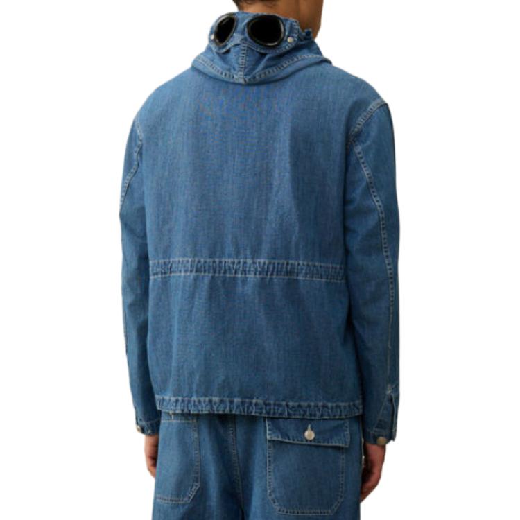 Shop C.P. カンパニー ゴーグルプリント ジップアップ フーディ ジャケット ブルー 16CMOW132A006067WD11