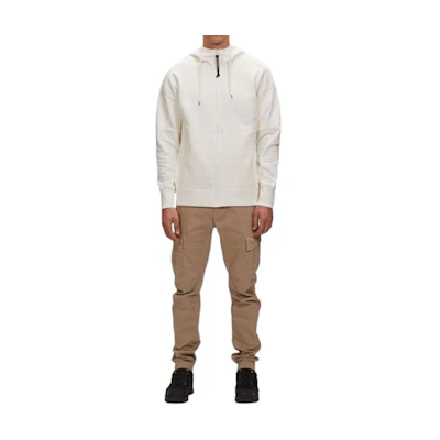 C.P. Company Goggle Zip Hoodie Jacket White Fleece 16CMSS082A005086W103