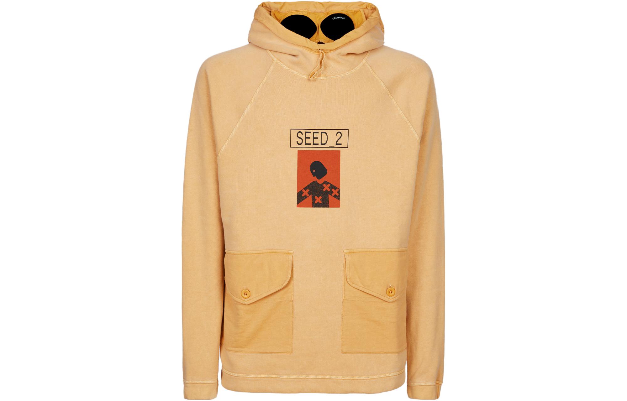 C.P. Company Graphic Print Pullover Hoodie Unisex Flame Orange 14CMSS342A006529N425