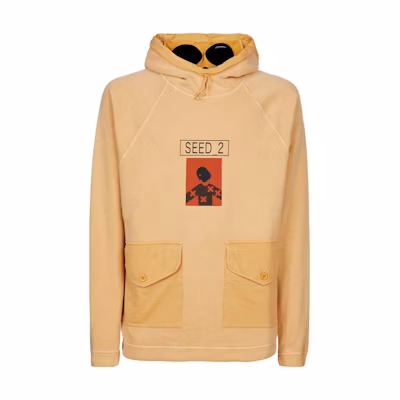 C.P. Company Graphic Print Pullover Hoodie Unisex Flame Orange 14CMSS342A006529N425