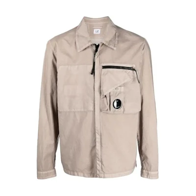 C.P. Company Gray Zip-Up Jacket with Pockets and Relaxed Fit 14CMOS103A005782G330