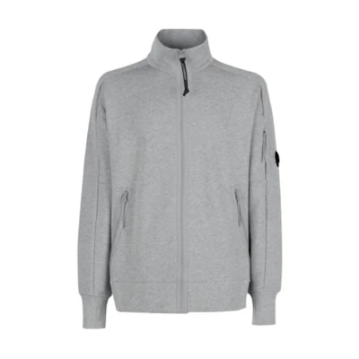 C.P. Company Gray Zip-Up Stand Collar Loose-Fit Sweatshirt 12CMSS125A005086WM93