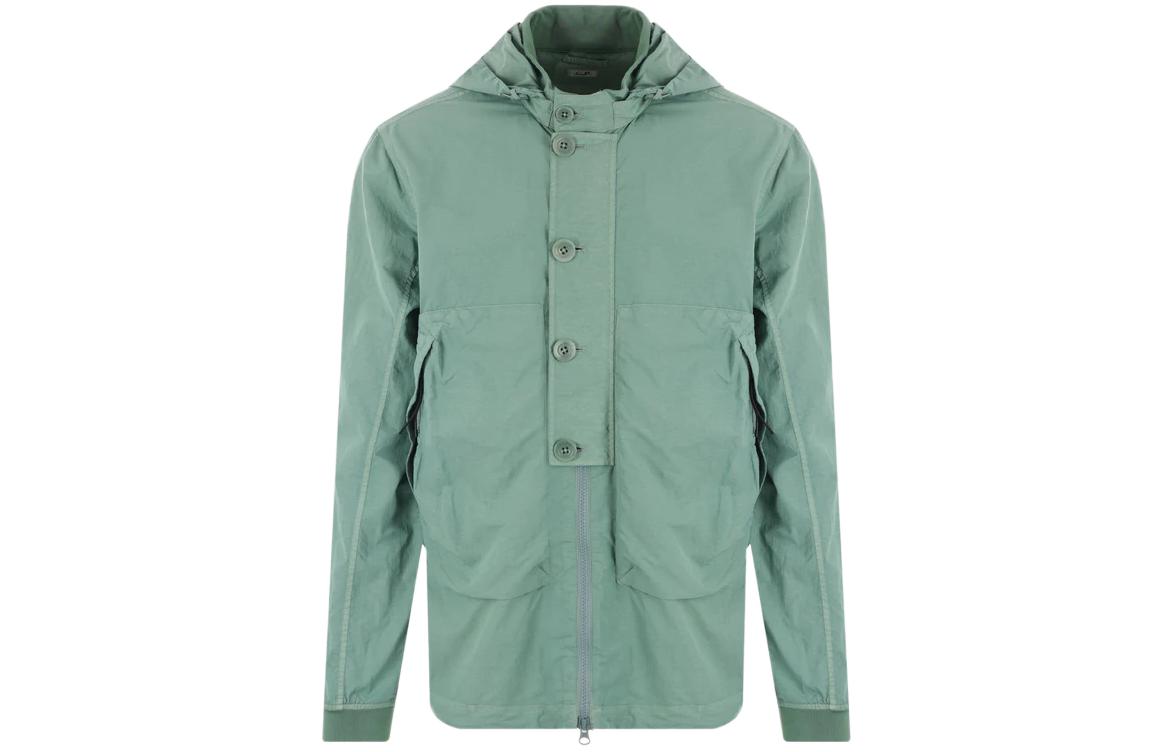 C.P. Company Green Casual Solid Color Hooded Jacket 16CMOS018A005991G626