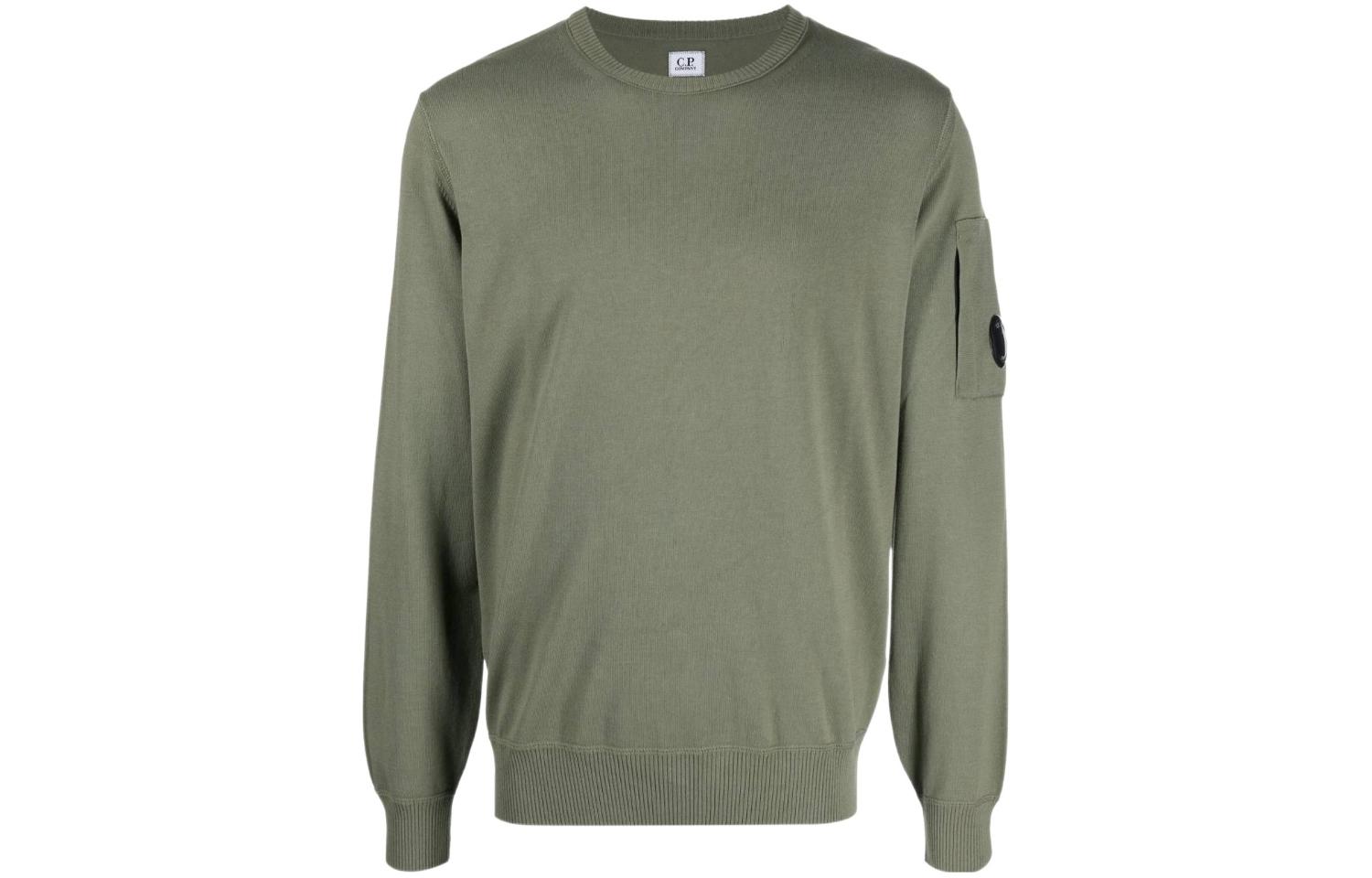 C.P. Company Green Crewneck Logo Sweatshirt 14CMKN109A004128G648