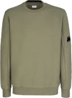 C.P. Company Green Crewneck Sweatshirt with Logo Accents 11CMSS055A005086W-665 C.P. Company Green Crewneck Sweatshirt with Logo Accents 11CMSS055A005086W-665