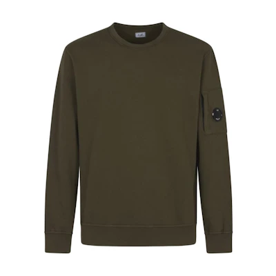 C.P. Company Green Crewneck Sweatshirt with Logo CMSS019A002246G683