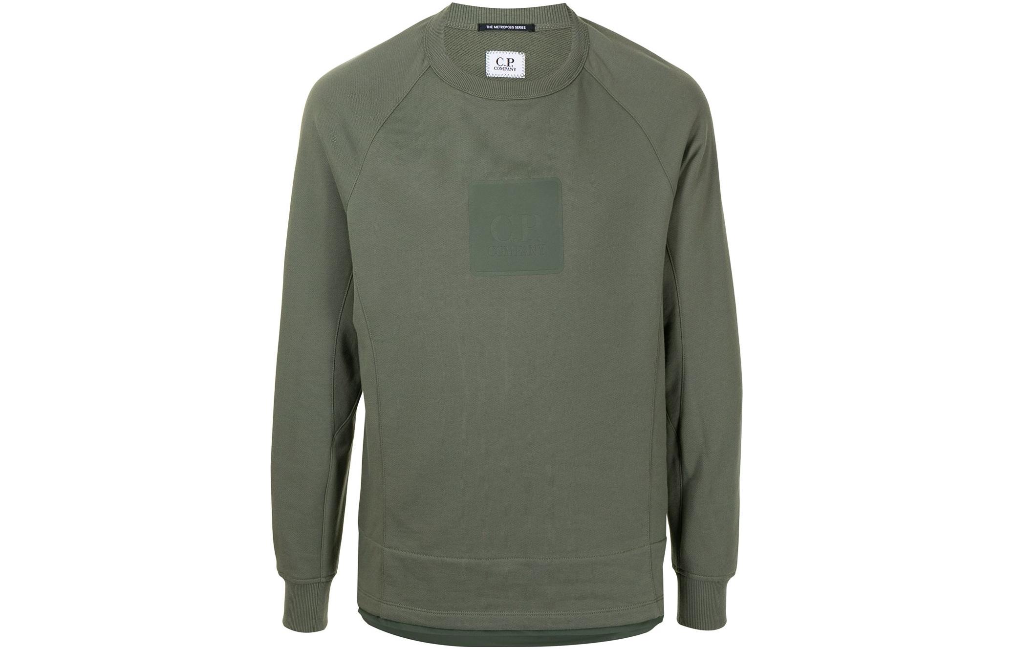 C.P. Company Green Crewneck Sweatshirt with Logo Print for Men 10CMSS048A005086W668