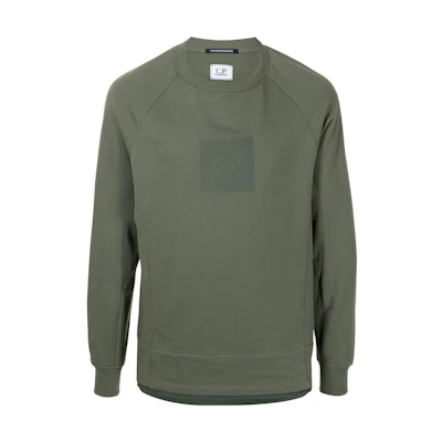 C.P. Company Green Crewneck Sweatshirt with Logo Print for Men 10CMSS048A005086W668