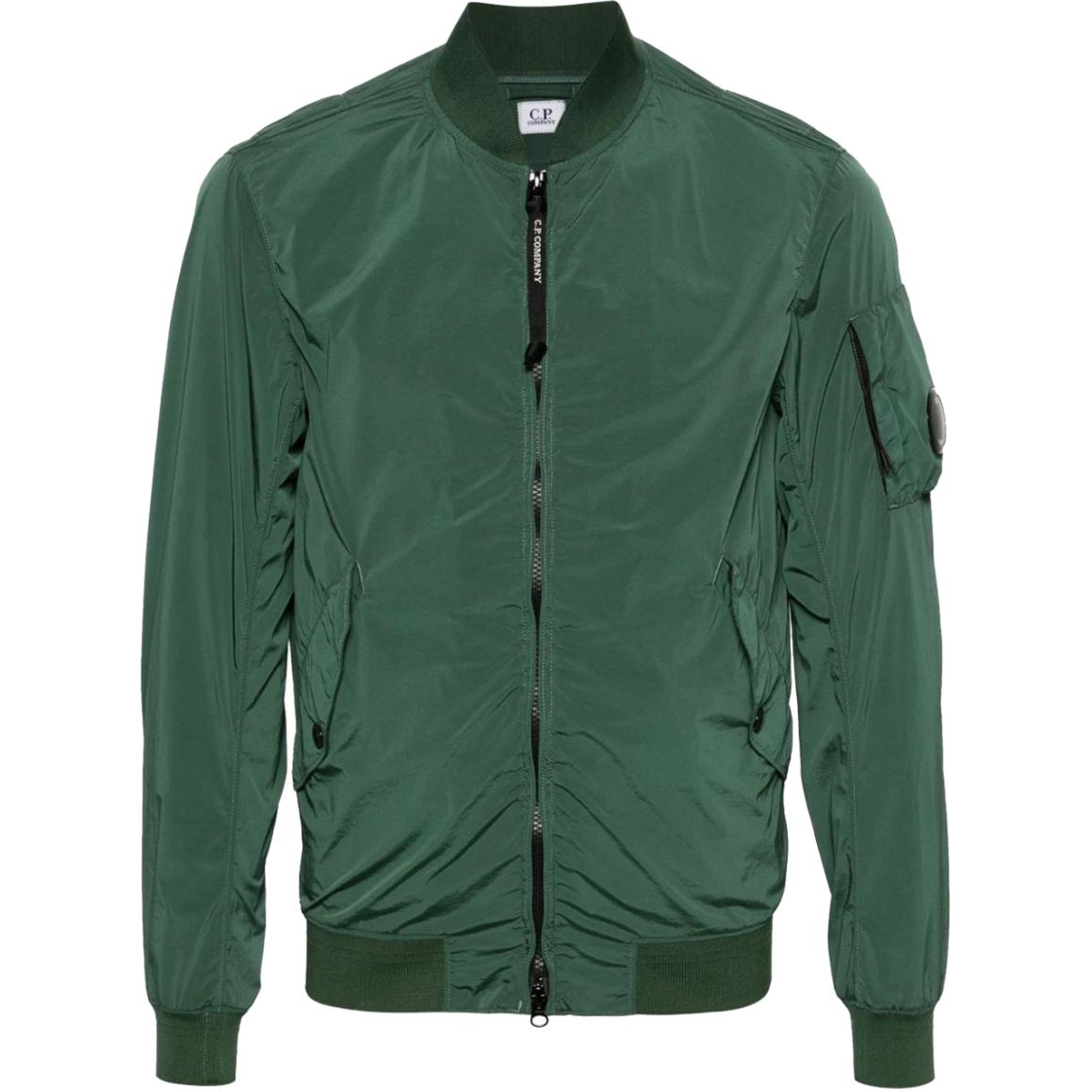 C.P. Company Green Full-Zip Bomber Jacket with Long Sleeves 16CMOW186A005864G649
