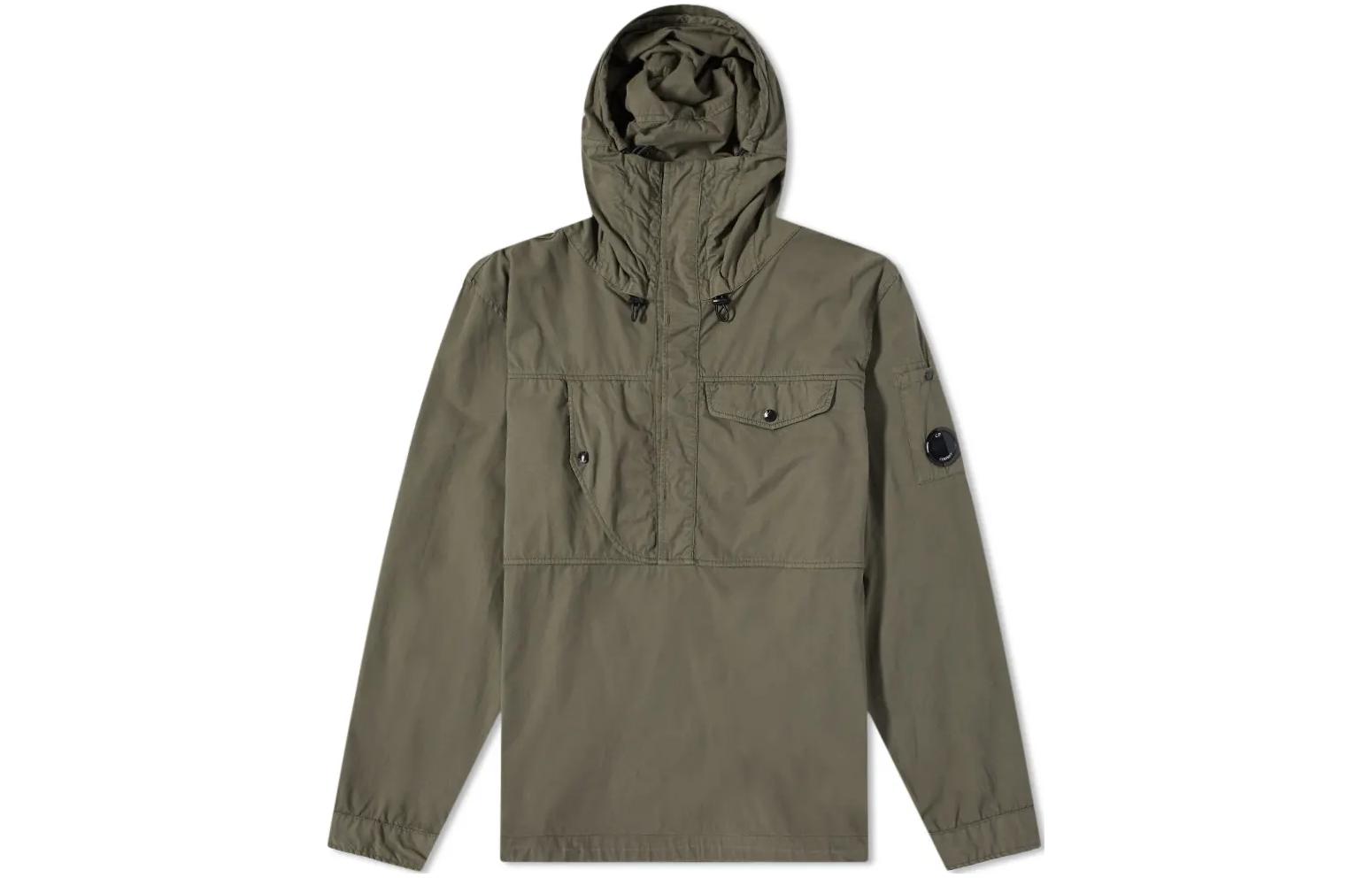 C.P. Company Green Hoodie with Pocket Solid Design 11CMSH146A-002824G-665