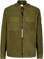 C.P. Company Green Logo Patch Zip-Up Jacket with Pockets Long Sleeve 12CMSH141A005783G683 C.P. Company Green Logo Patch Zip-Up Jacket with Pockets Long Sleeve 12CMSH141A005783G683