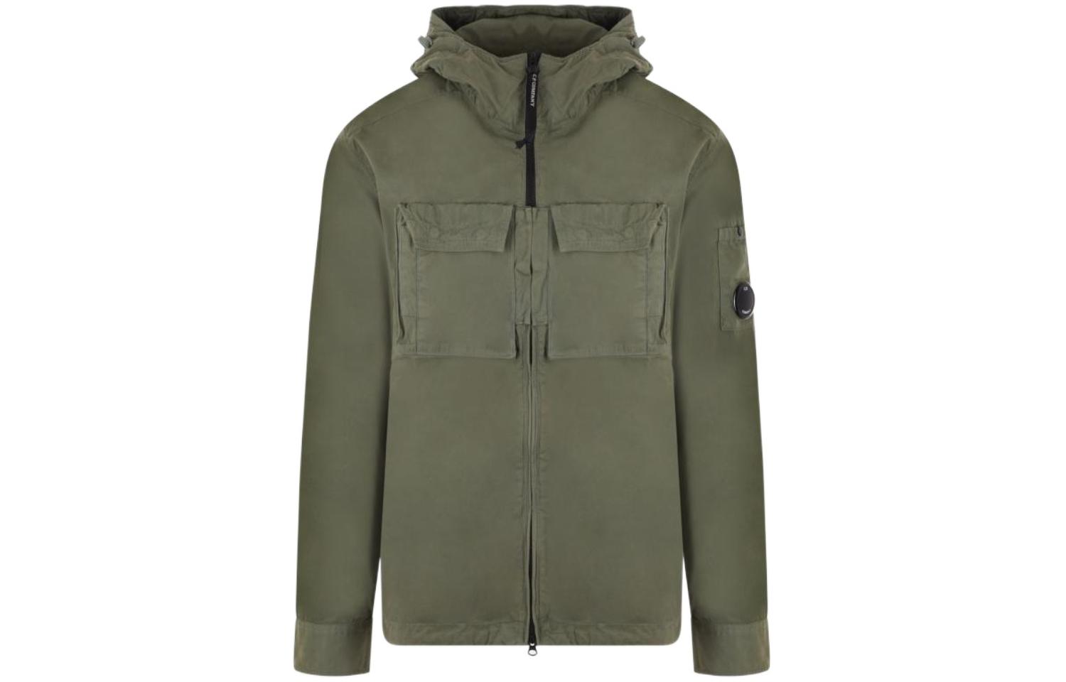 C.P. Company Green Logo Zip-Up Hoodie Jacket Long Sleeve 14CMSH093A006069G648