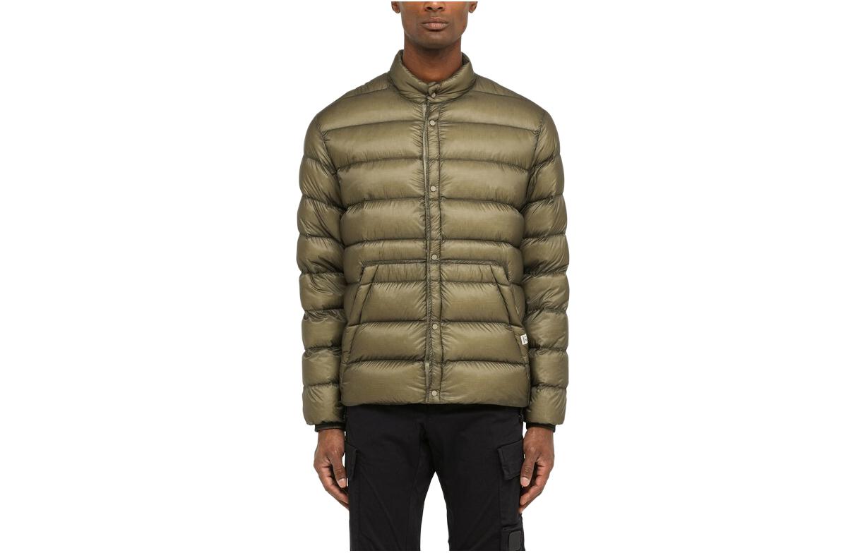 C.P. Company Green Quilted Stand Collar Jacket 15CMOW167A006099A335