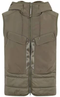 C.P. Company Green Sleeveless Zip Hoodie Jacket with Large Pocket MOW107A-006097M-665 C.P. Company Green Sleeveless Zip Hoodie Jacket with Large Pocket MOW107A-006097M-665