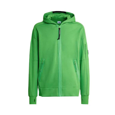 C.P. Company Green Solid Color Hooded Zip-Up Jacket 15CMSS400A005086W617