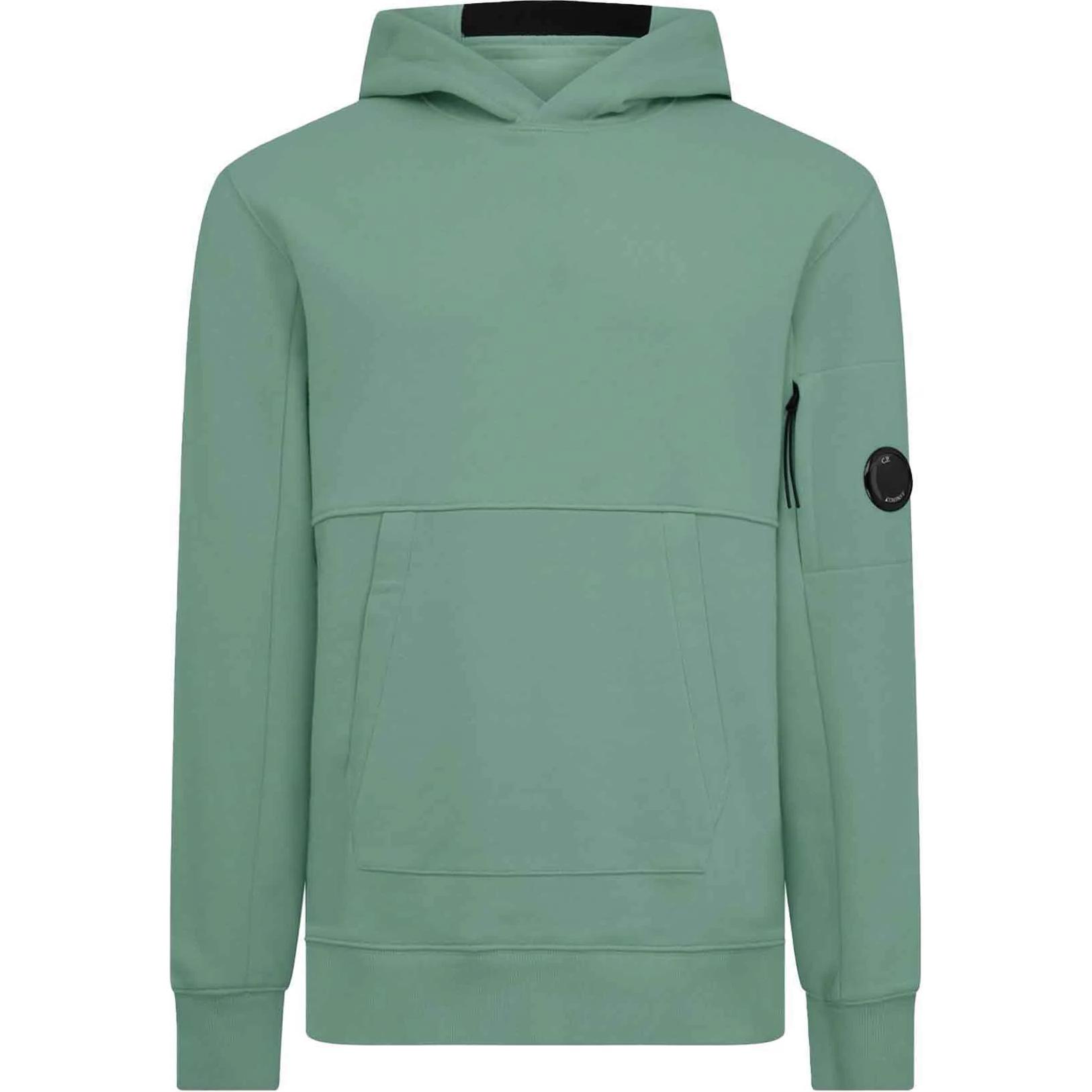 C.P. Company Green Solid Color Hoodie Pullover Long Sleeve Sweatshirt CMSS023A005086W626