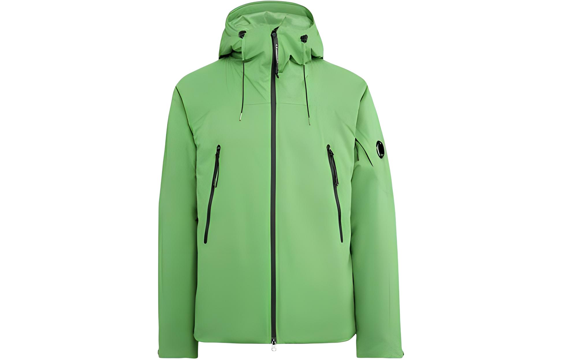 C.P. Company Green Solid Color Hoodie Slim Fit Jacket 15CMOW025A004117A617