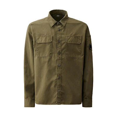C.P. Company Green Solid Color Long-Sleeve Button-Up Jacket CMSH157A002824G683