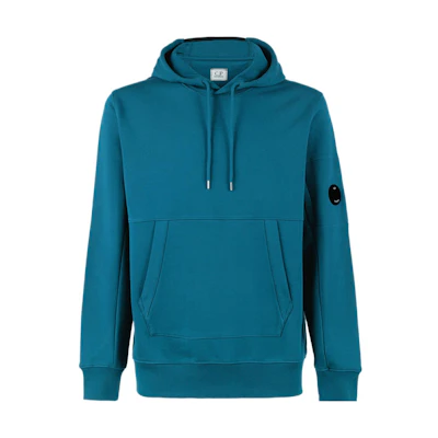 C.P. Company Green Solid Color Pullover Hoodie with Front Pocket 13CMSS023A005086W-861