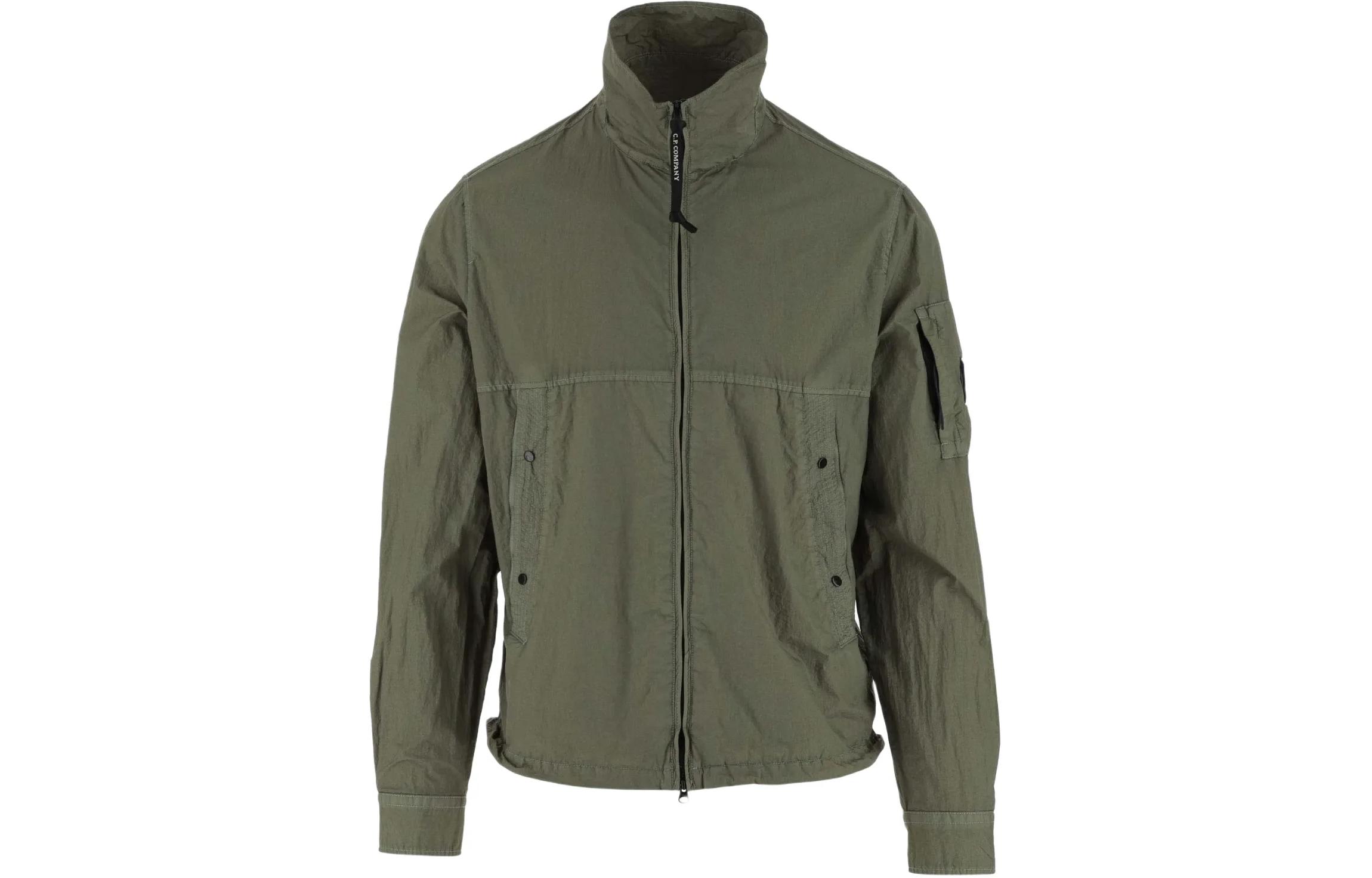 C.P. Company Green Solid Color Zip-Up Jacket CMOS110A005783G627