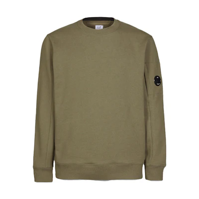 C.P. Company Green Solid Slim-Fit Crewneck Long-Sleeve Sweatshirt 14CMKN235A004128G339