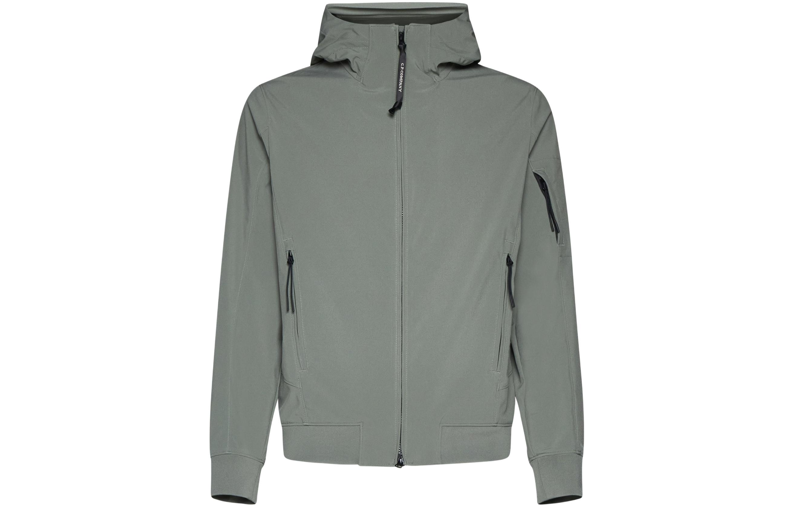 C.P. Company Green Solid Zip-Up Hoodie Jacket Long Sleeve Casual 16CMOW003A005968A627