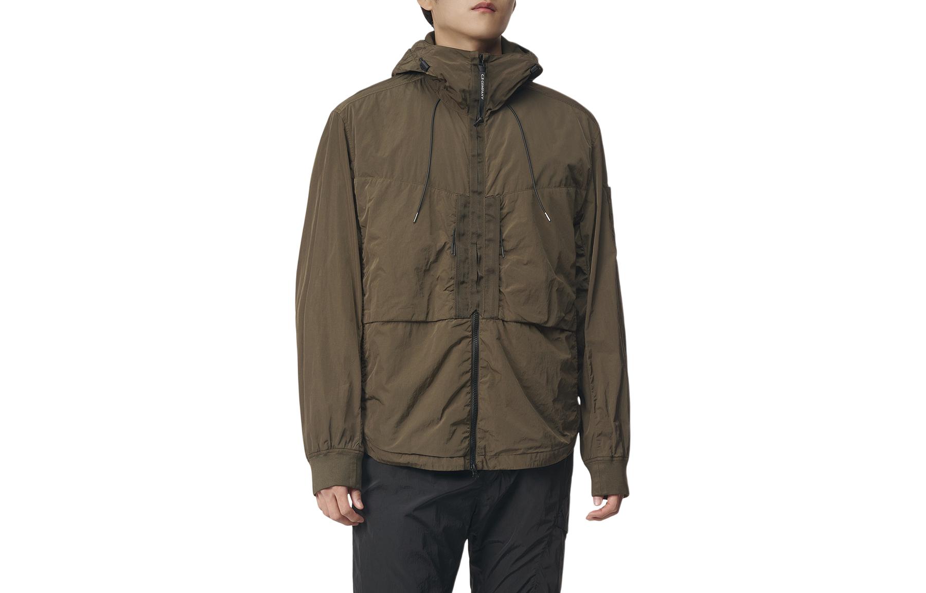 C.P. Company Green Zip-Up Hoodie Jacket with Solid Color Design 15CMOS024A005904G683