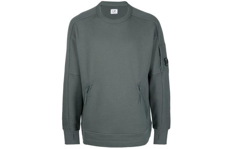 C.P. Company Grey Blue Multi-Zip Pullover Crewneck Sweatshirt for Men 12CMSS080A005086W978