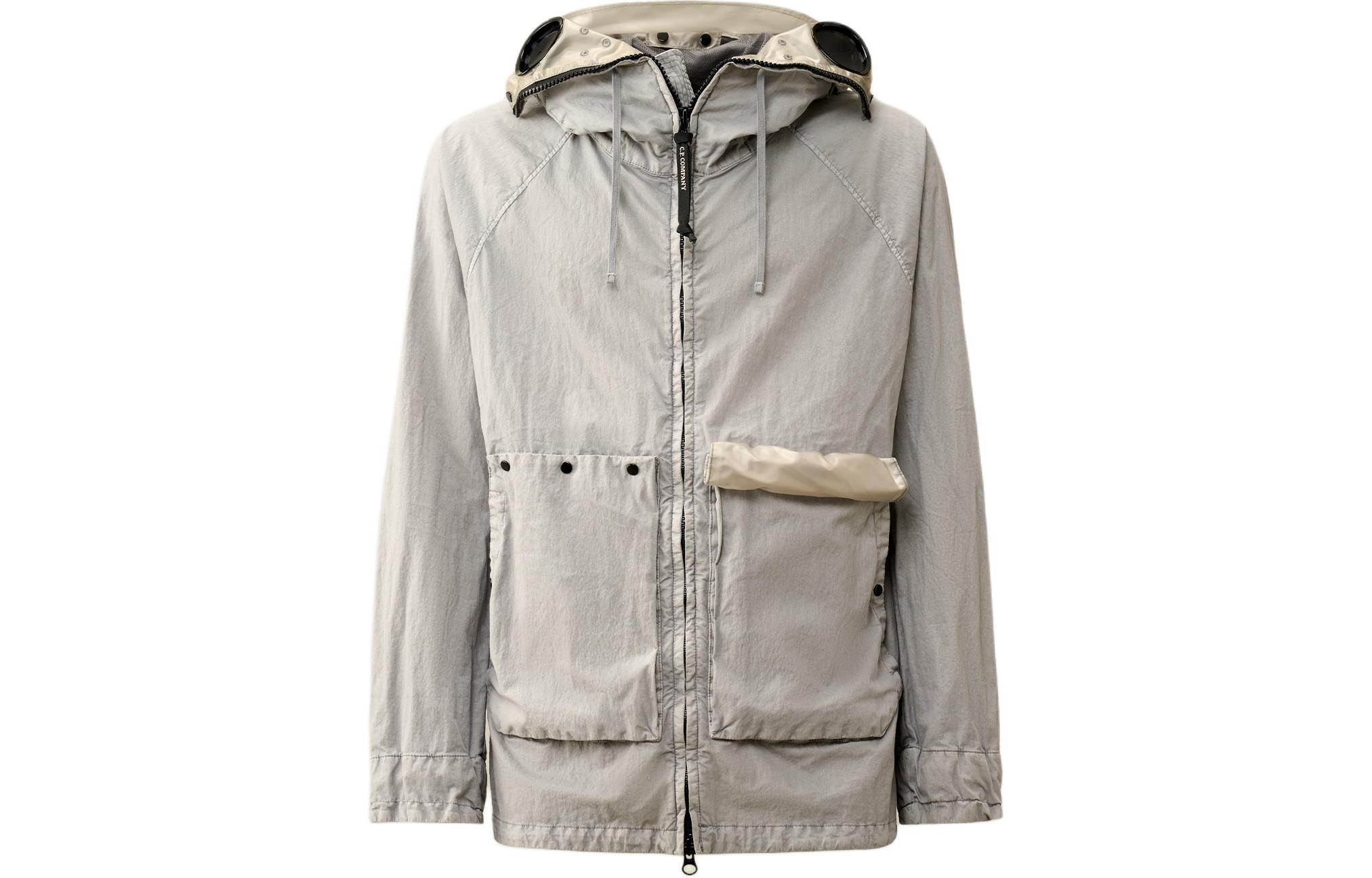 C.P. Company Grey Goggle Hooded Jacket with Zipper CMOW235A006233M913