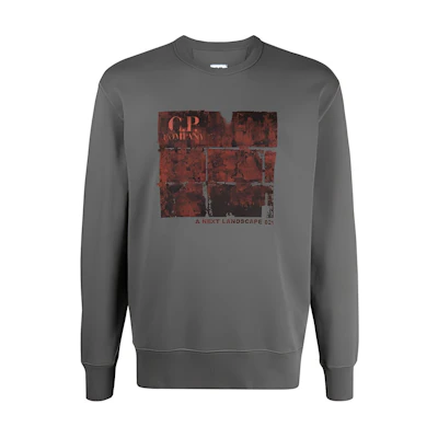 C.P. Company Grey Graphic Crewneck Long Sleeve Sweatshirt 10CMSS303A005747W938
