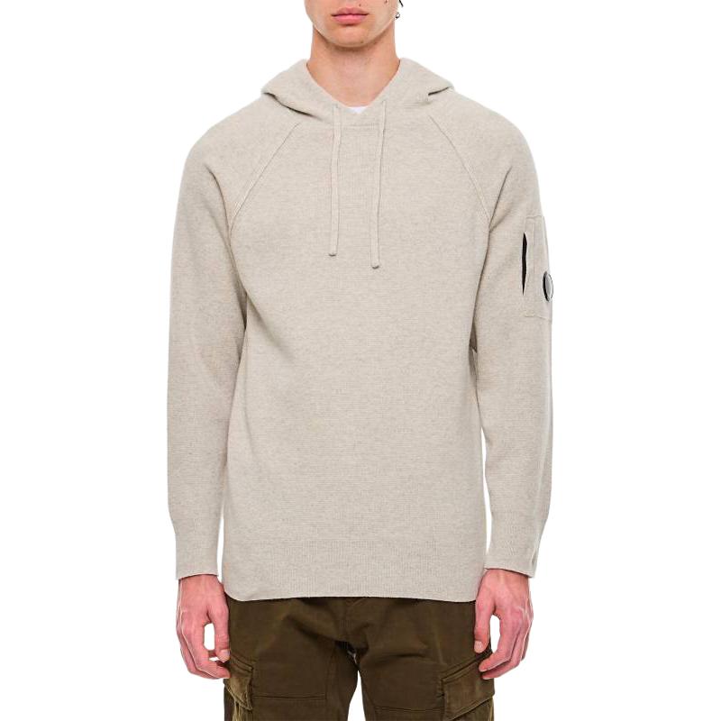 C.P. Company Grey Solid Color Hooded Long-Sleeve Hoodie CMKN149A110149AM13