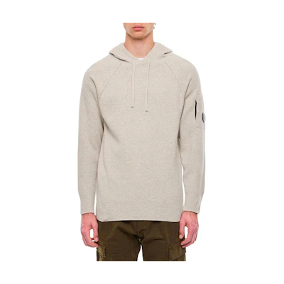 C.P. Company Grey Solid Color Hooded Long-Sleeve Hoodie CMKN149A110149AM13