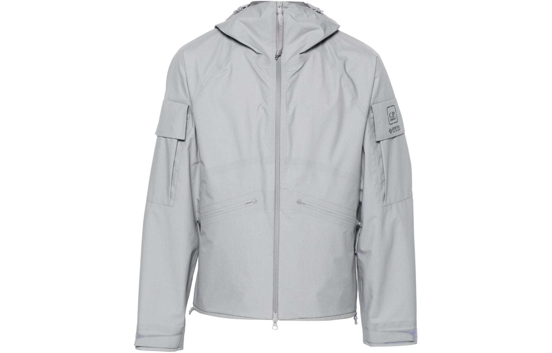 C.P. Company Grey Solid Logo Hoodie Long-Sleeve Jacket for Men CLOW028A110031A913