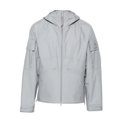 C.P. Company Grey Solid Logo Hoodie Long-Sleeve Jacket for Men CLOW028A110031A913