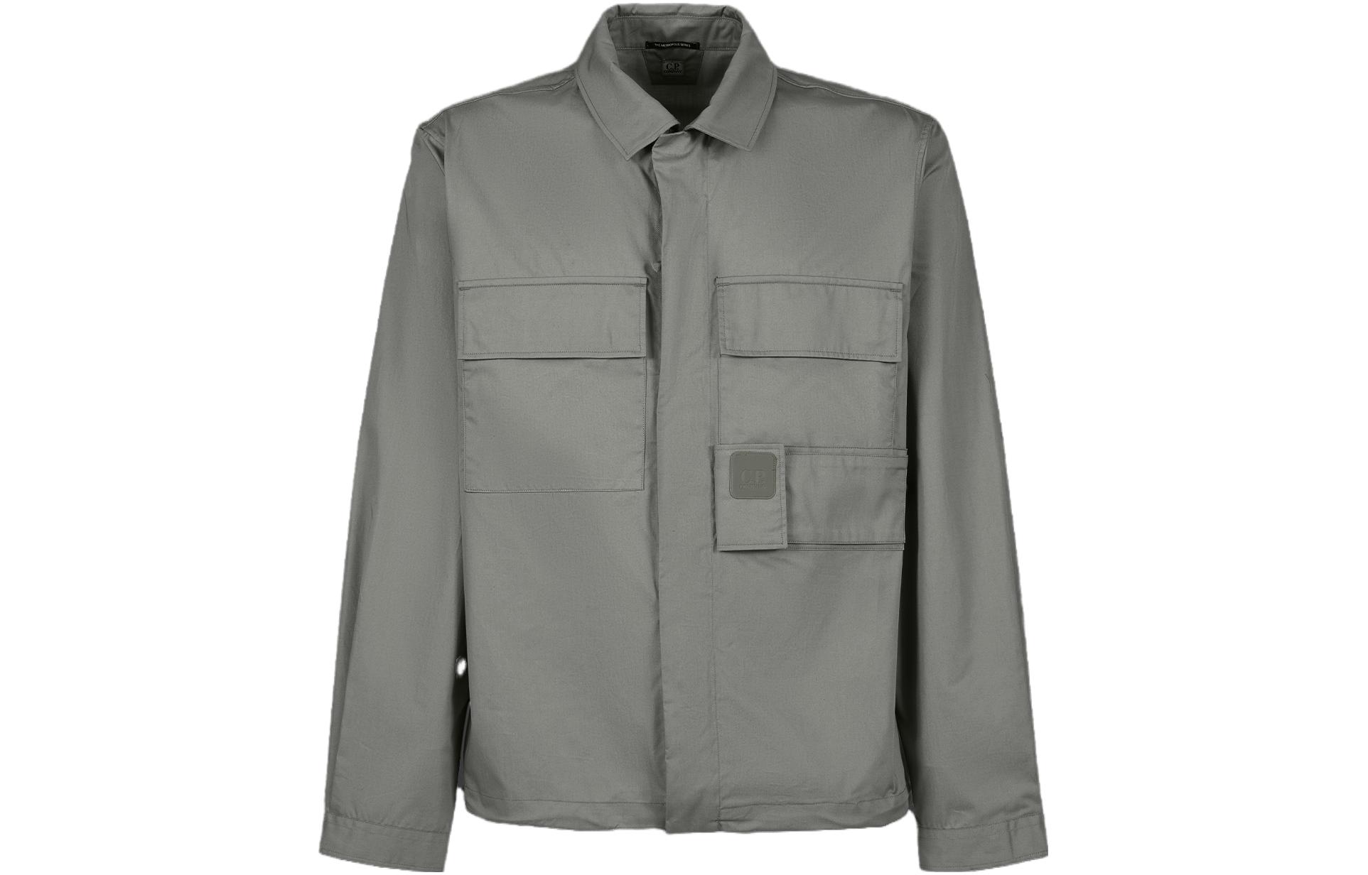 C.P. Company Grey Zip-Up Collared Jacket - Solid Color 15CLSH042A006472A335