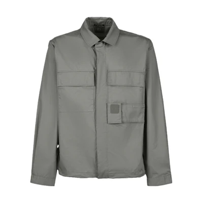 C.P. Company Grey Zip-Up Collared Jacket - Solid Color 15CLSH042A006472A335