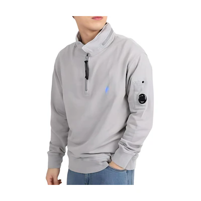 C.P. Company Grey Zip-Up Stand Collar Sweatshirt CMSS019A110039G913