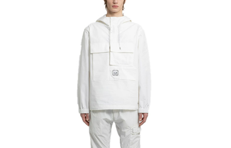 C.P. Company Half-Zip Hoodie Jacket White 14CMOS020A006450A101