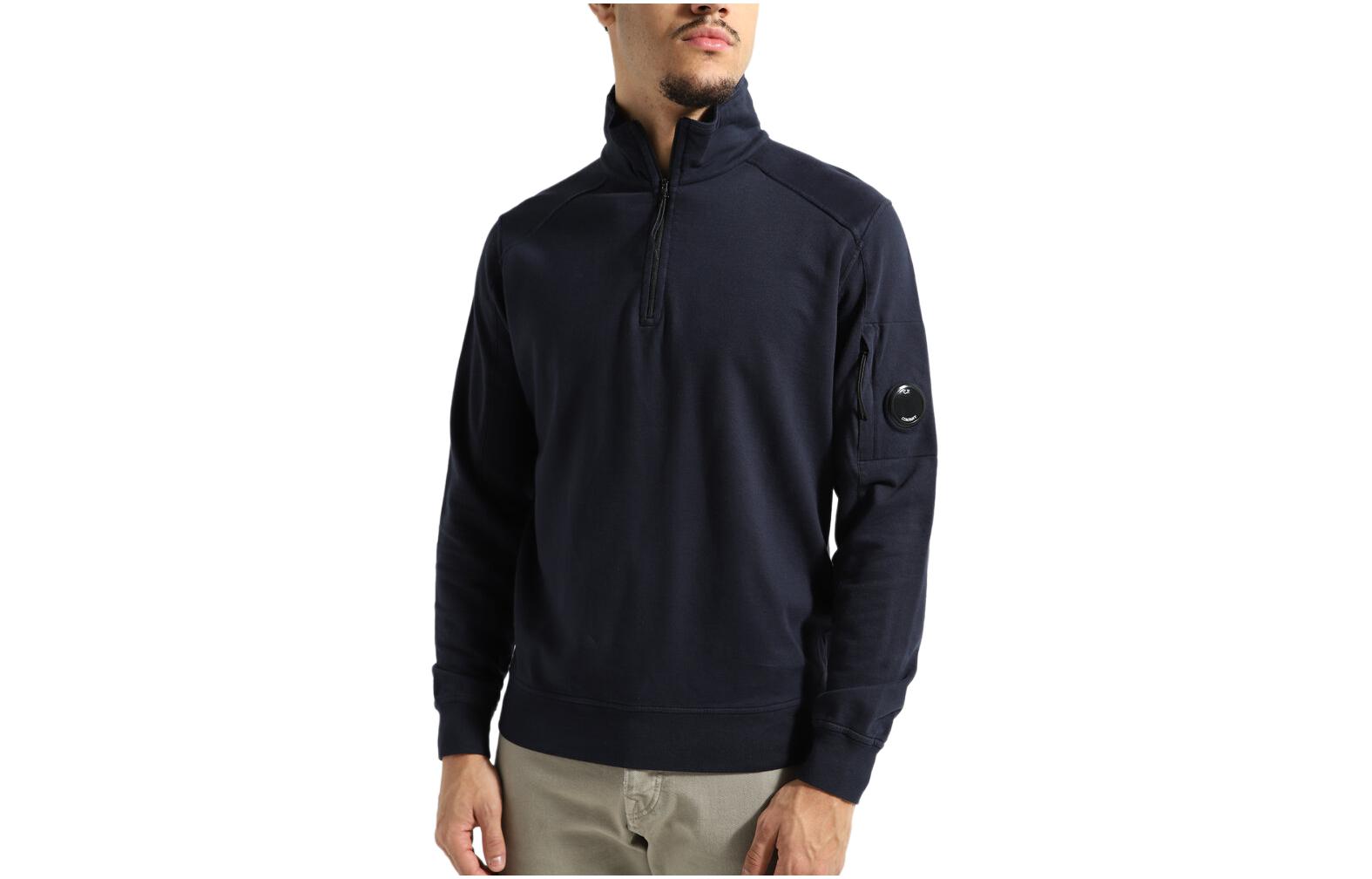 C.P. Company Half-Zip Solid Navy Blue Long-Sleeve Sweatshirt 16CMSS035A002246G888
