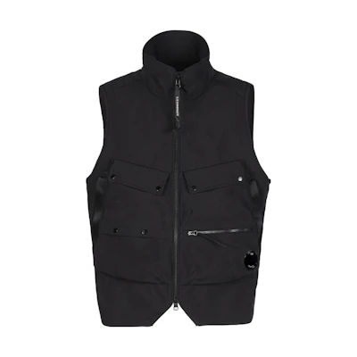 C.P. Company High Neck Zip Vest Unisex Black 14CMOW038A005968A999