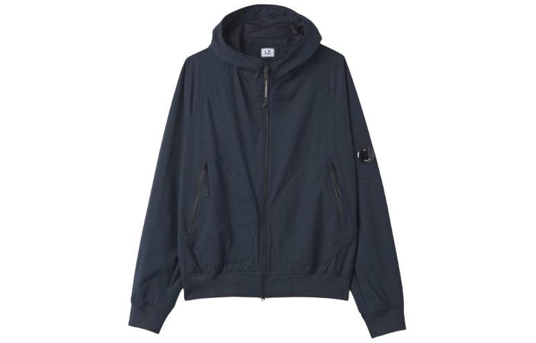 C.P. Company Hooded Solid Color Zip Jacket Navy Blue 12CMOW095A004117A888